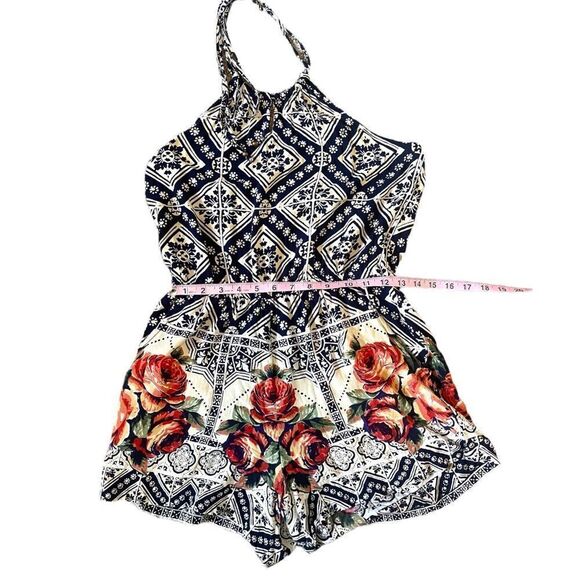 Angie Geometric & Floral Pattern Boho Romper Size Large - Picture 10 of 12